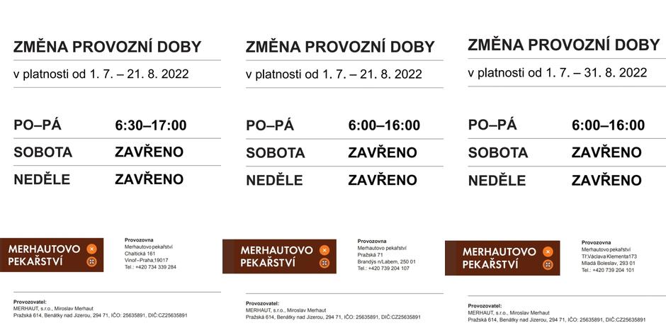 PRÁZDNINOVÁ PROVOZNÍ DOBA